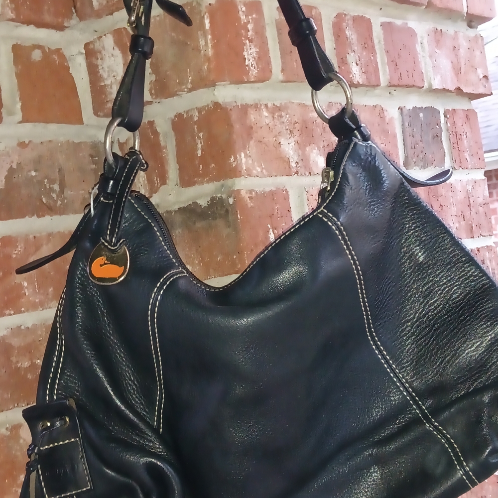 Vintage Dooney & Bourke Black Leather Hobo Bag - Picture 4 of 9